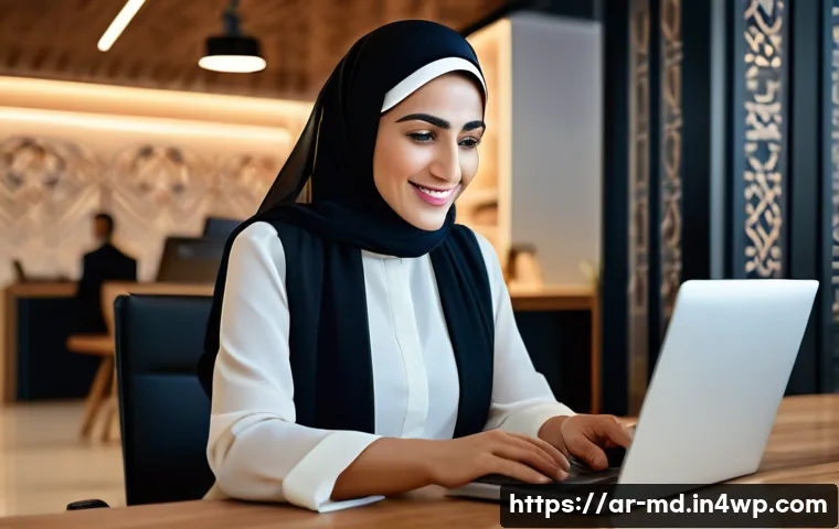 소셜 증명과 기업가 정신 강화하기 - A professional Middle Eastern businesswoman in a modern office setting, engaging warmly with custome...