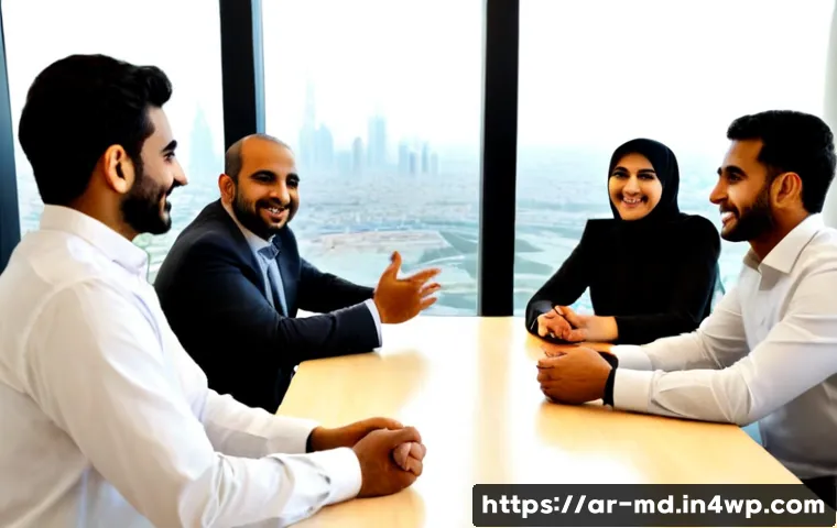 Home 17 소셜 증명과 기업 혁신 촉진하기 - Photorealistic modern Gulf-region corporate innovation workshop, diverse Arab business professionals...